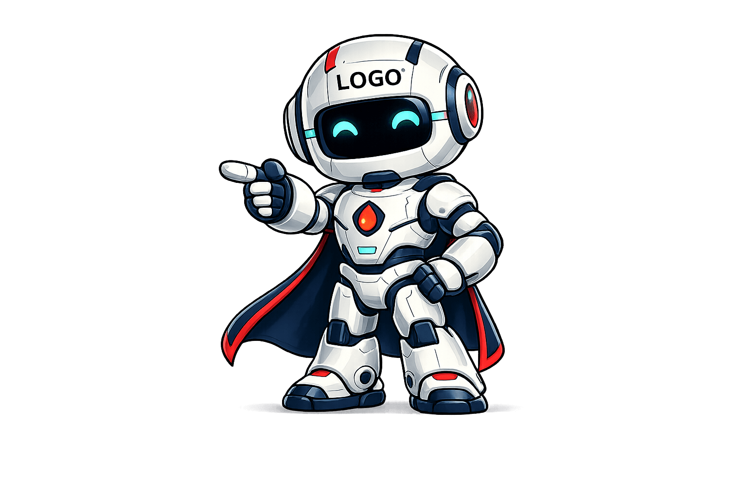 LOGO electrical guardian mascot pointing to the left to get enquiries